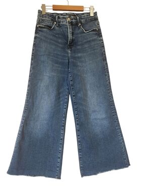 Good American Good Waist Palazzo Jeans Indus025 Wash High Rise Wide Leg Sz 4 EUC